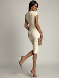 Rochie mezzo de baza in stil sportiv ekri FG533 - Magazin online - Boutique